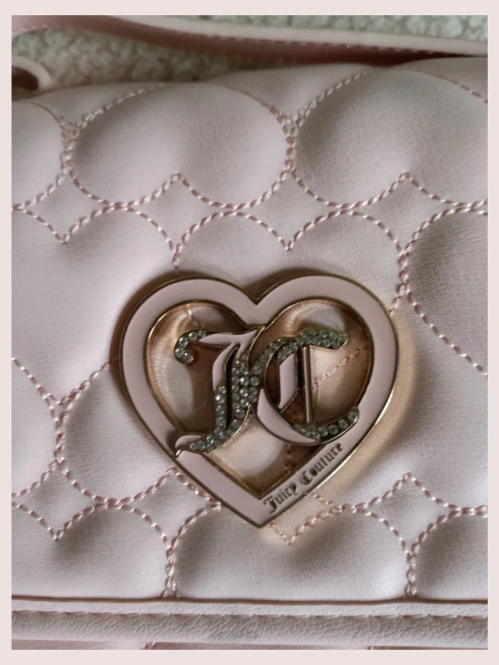 Quilted Y2K Coquette Juicy Couture Light Pink Heart Crossbody Bag